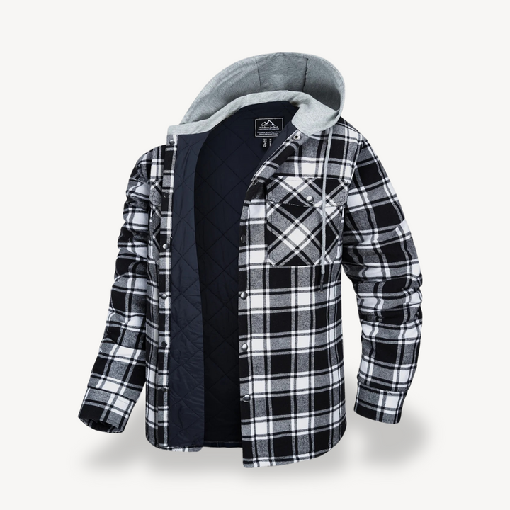 Plaid Quilted Hooded Jacket for Men | Loravelle