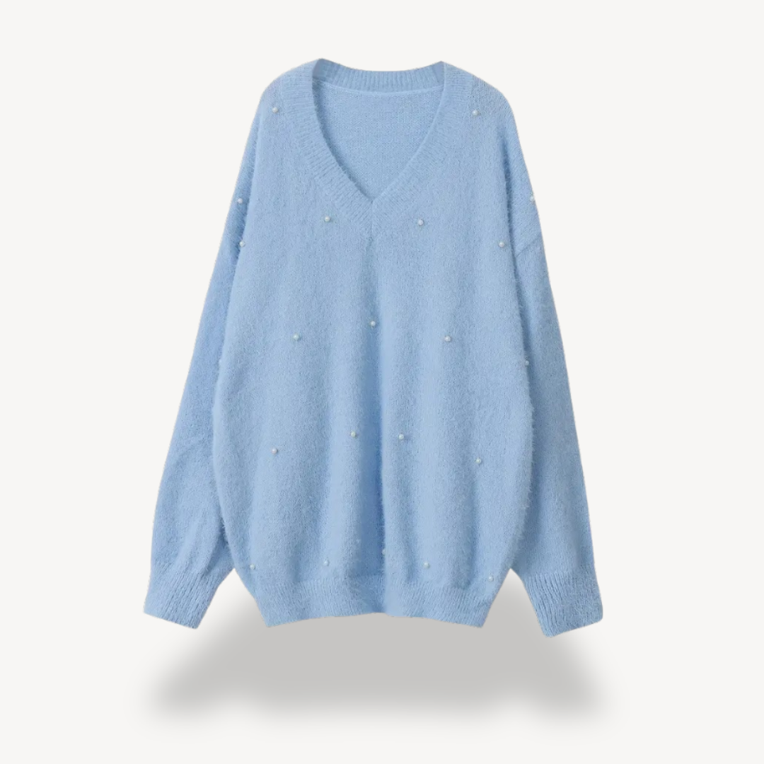 Pearl Detail V-Neck Sweater for Women | Loravelle
