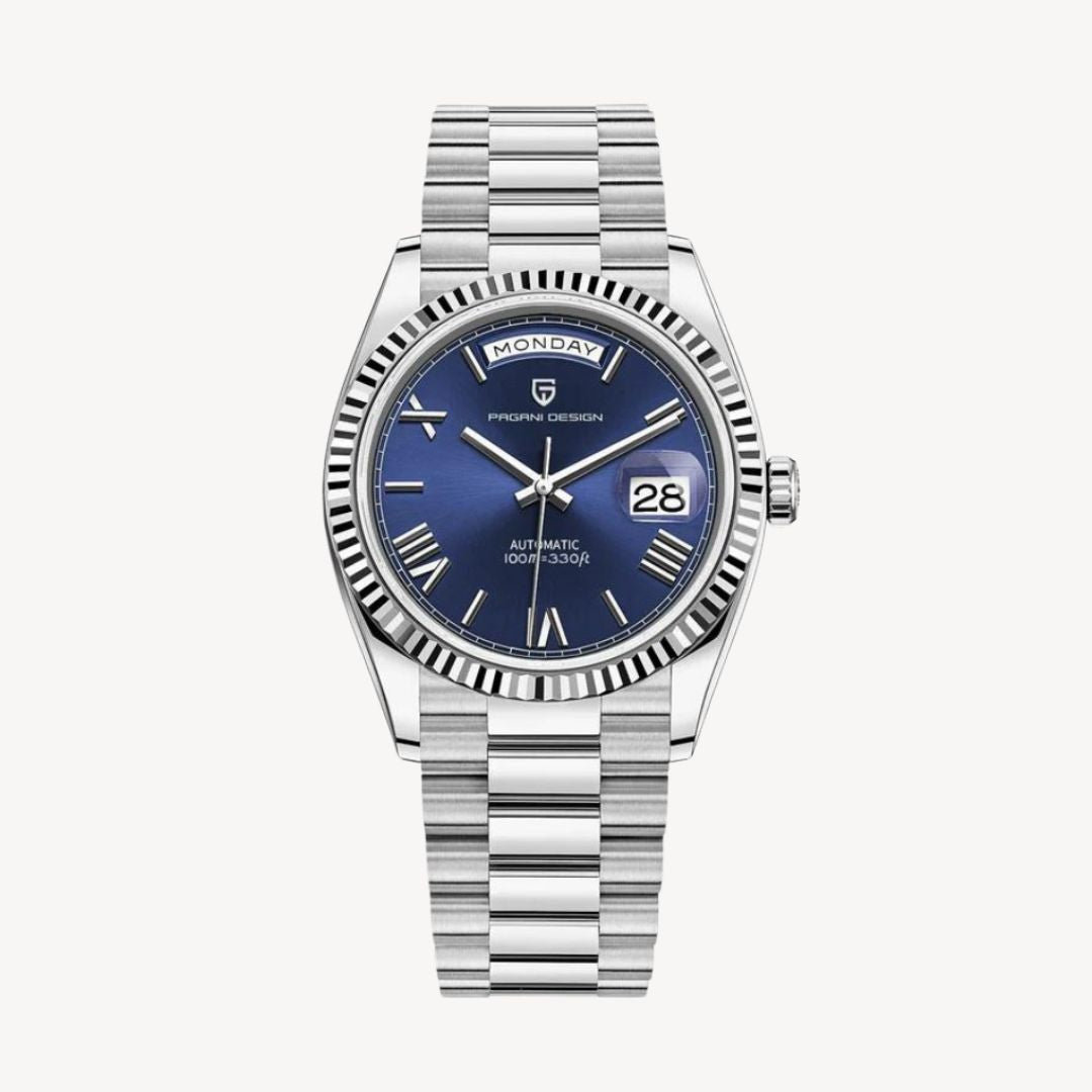 Steel Automatic Day-Date Watch Men | Loravelle