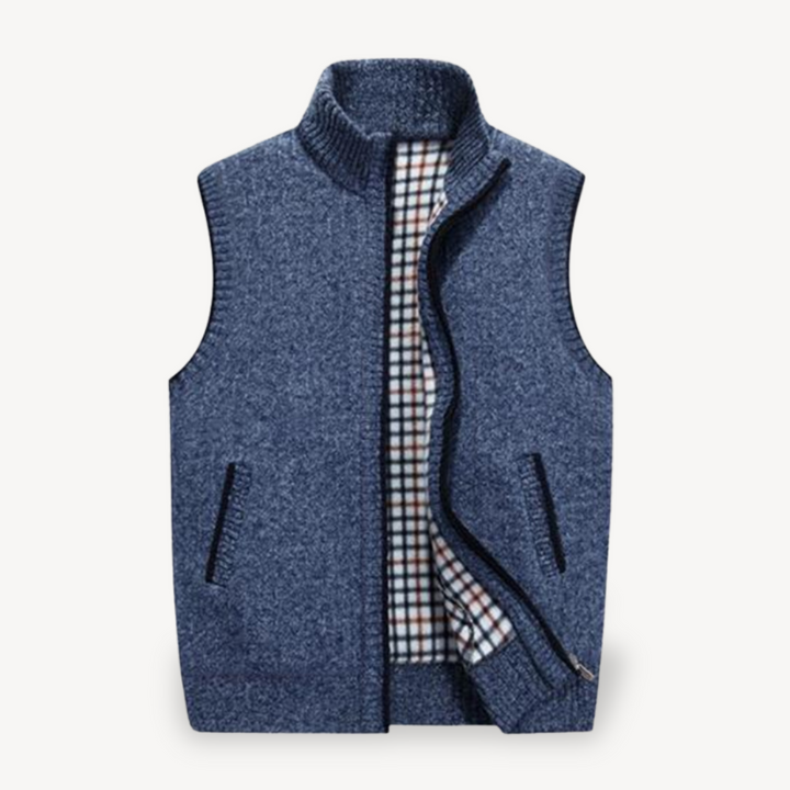 Men's Knit Vest with Checkered Lining | Loravelle