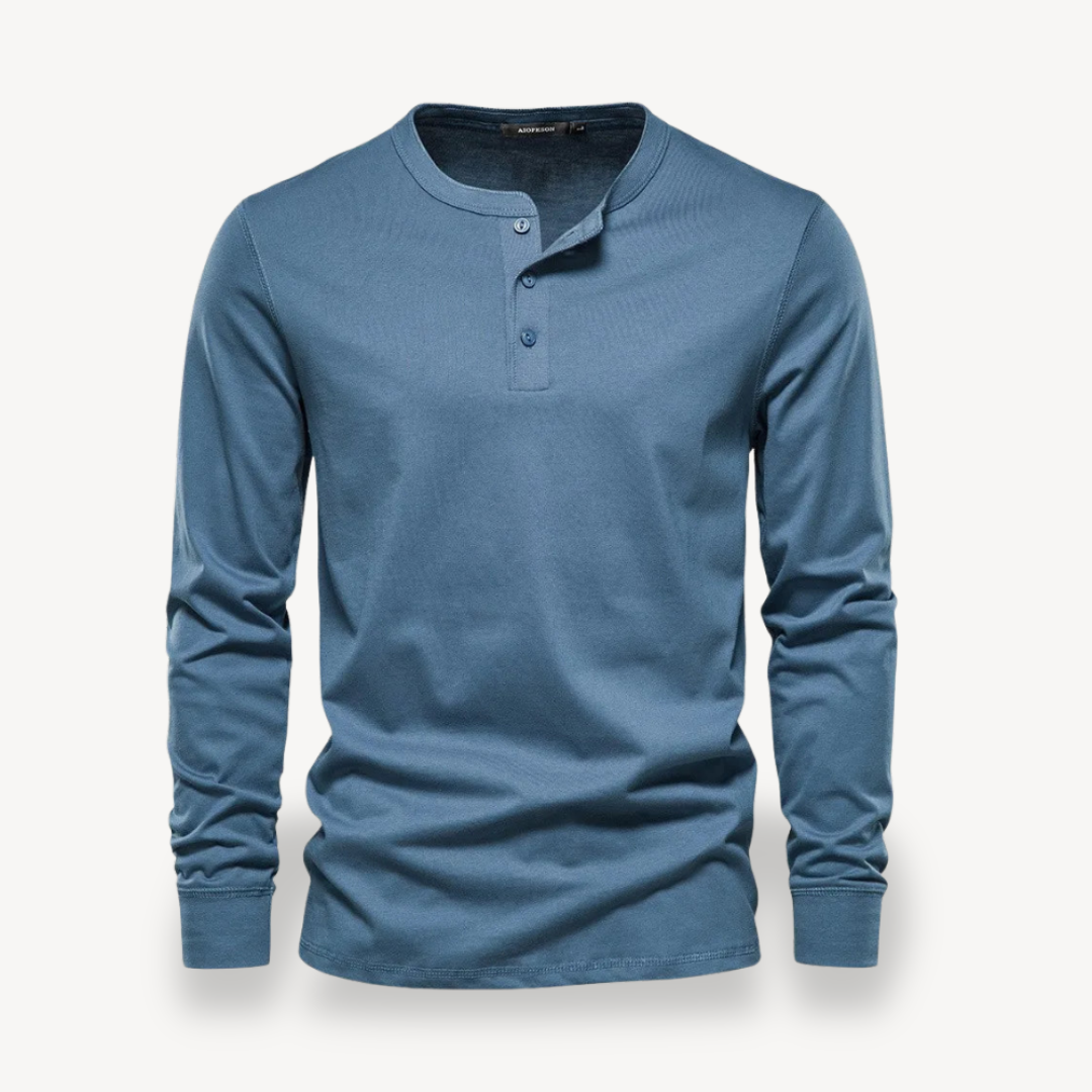 Men's Cotton Long Sleeve Henley Shirt | Loravelle