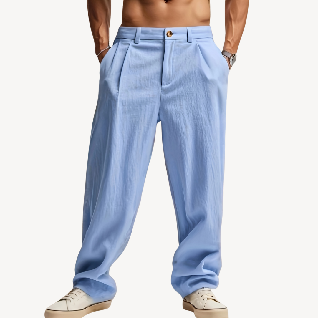 Men's Pleated Linen Pants - Comfortable & Stylish | Loravelle