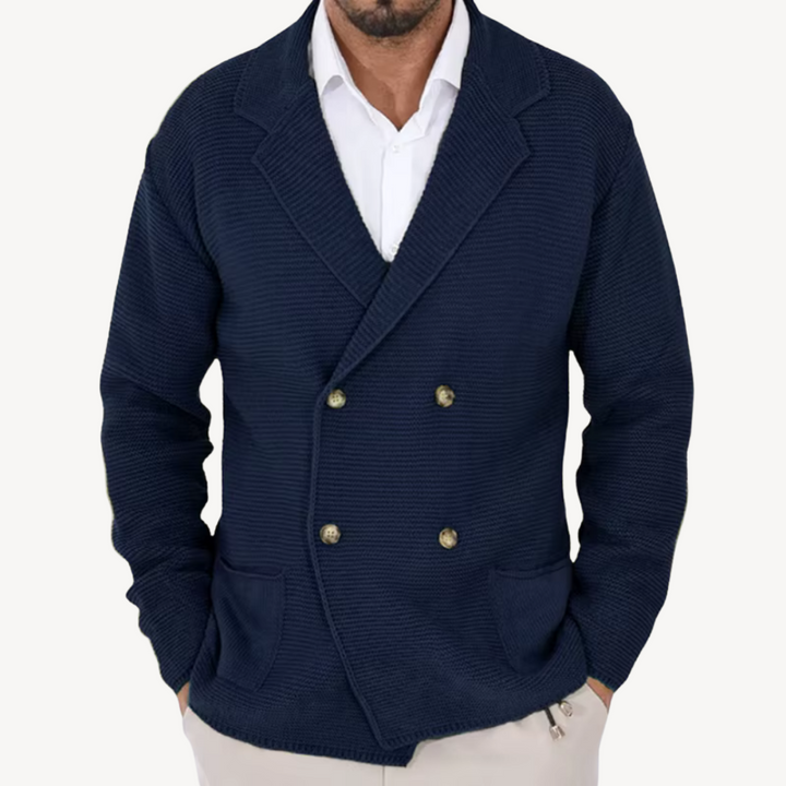 Double-Breasted Knit Cardigan for Men | Loravelle
