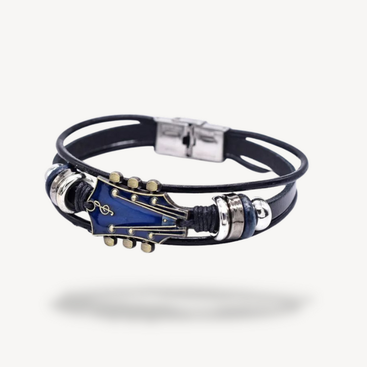 Men’s Guitar Design Leather Bracelet | Loravelle