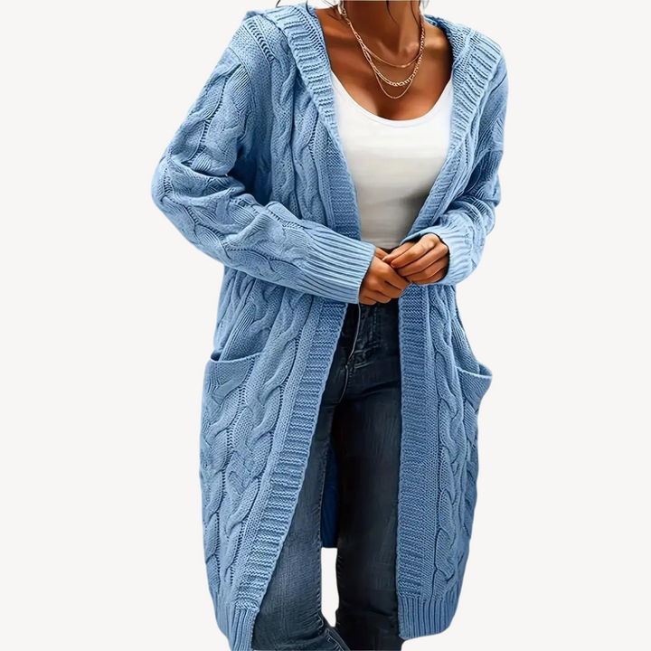 Cable Knit Hooded Cardigan | Loravelle