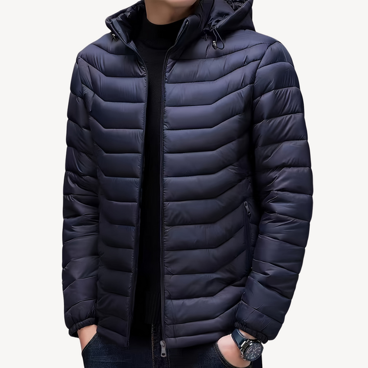 Men's Quilted Puffer Jacket with Hood | Loravelle