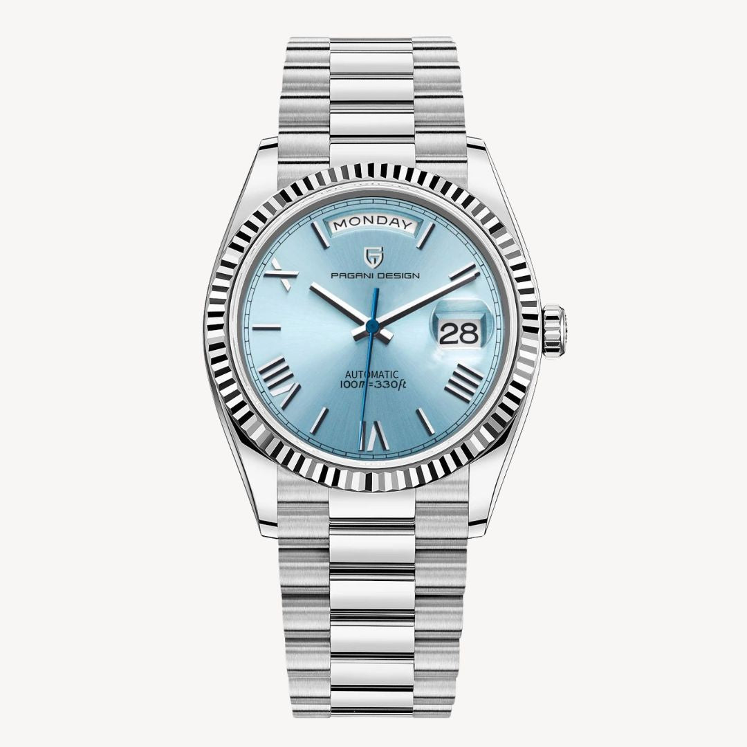 Steel Automatic Day-Date Watch Men | Loravelle