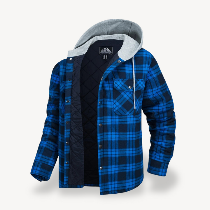 Plaid Quilted Hooded Jacket for Men | Loravelle