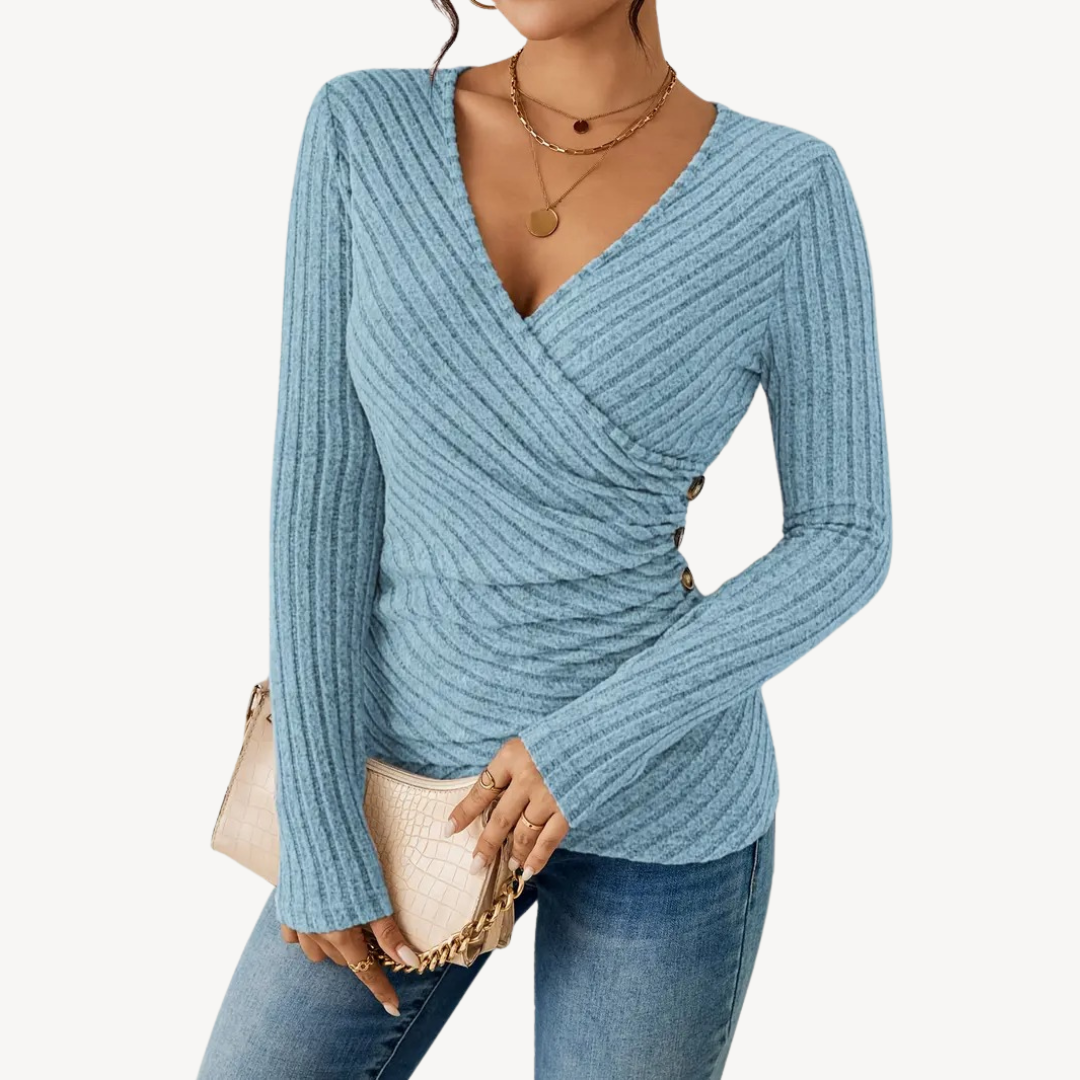 V-Neck Ribbed Top for Women | Loravelle