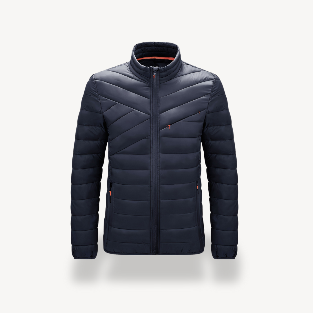 Men's Puffer Jacket with Stand Collar | Loravelle
