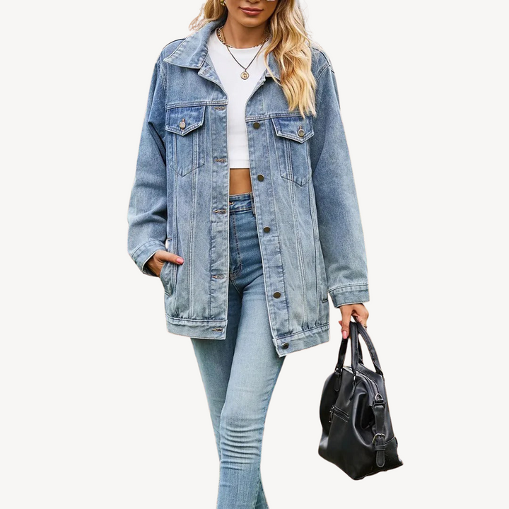 Denim Button-Up Jacket for Women | Loravelle