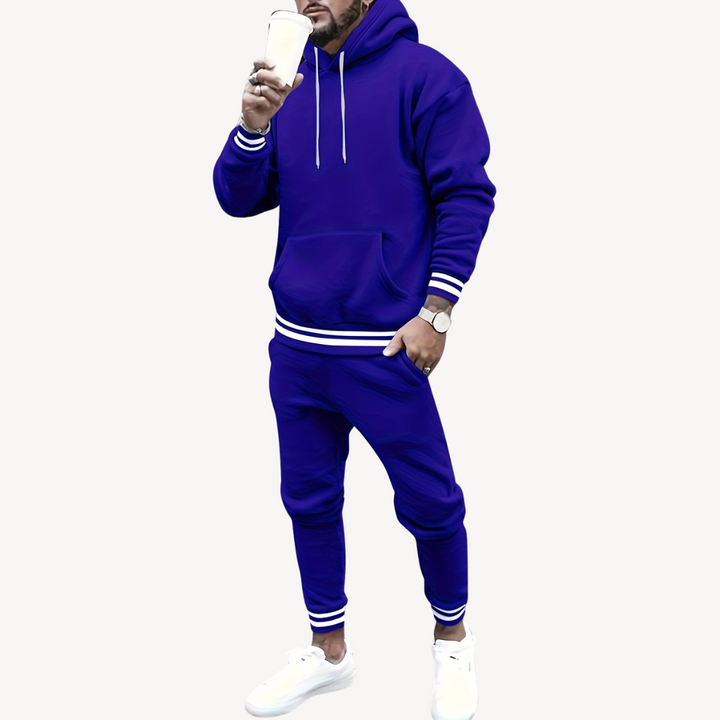 Men's Striped Hoodie Tracksuit Set Polyester | Loravelle