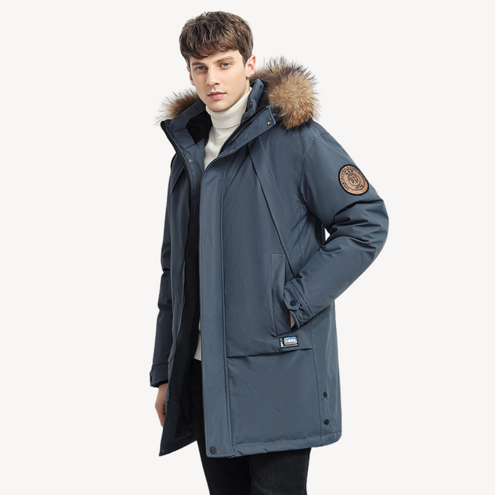 Winter Puffer Jacket with Faux Fur Hood for Men | Loravelle