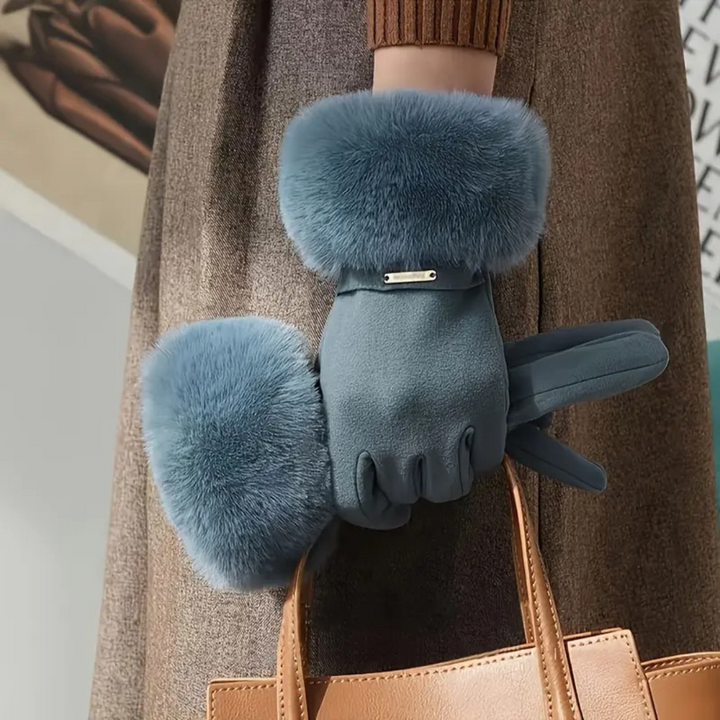 Faux Fur Trimmed Winter Gloves for Women | Loravelle