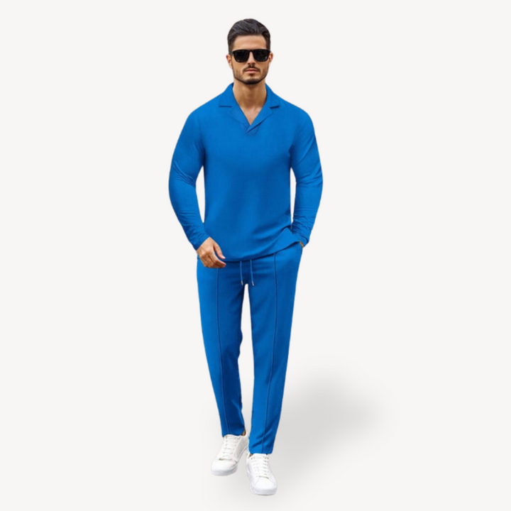 Men’s Casual Long Sleeve Polo Shirt with Drawstring Pants | Loravelle