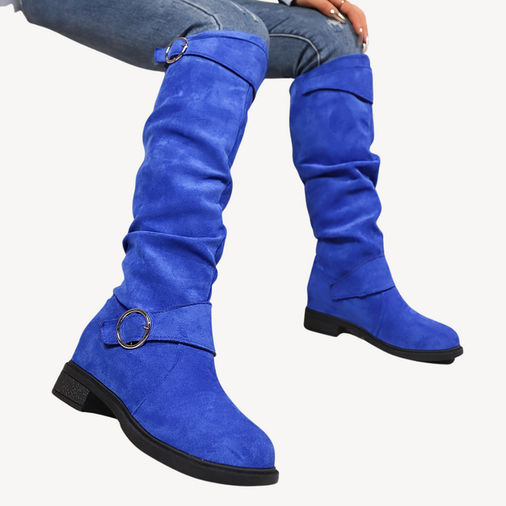 Orthopedic Knee-High Slouch Boots with Buckle | Loravelle