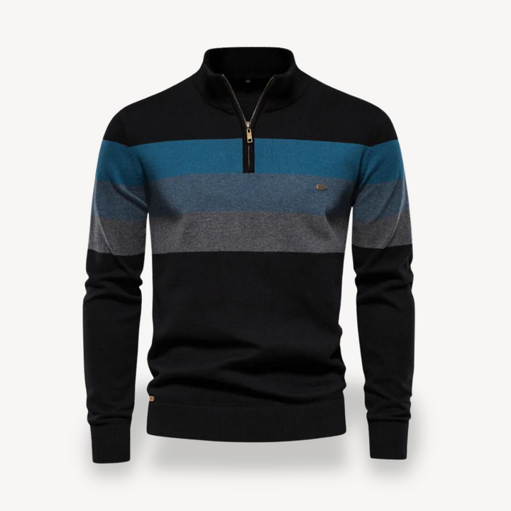 Men's Color Block Quarter Zip Sweater | Loravelle