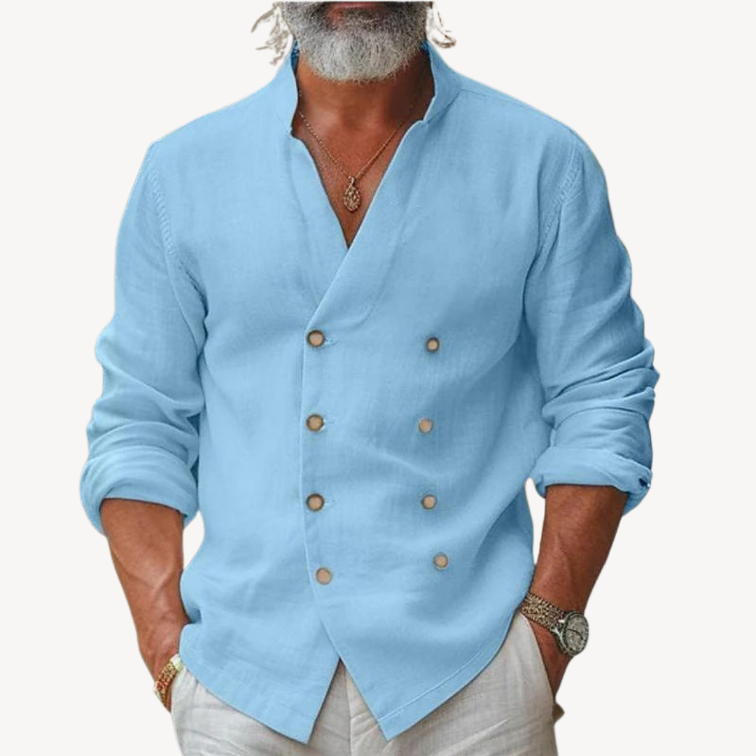 Men’s Linen Double-Breasted Shirt | Loravelle