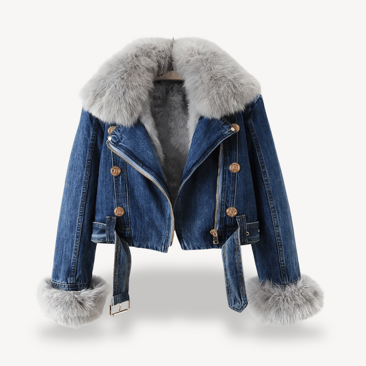 Faux Fur Lined Denim Jacket for Women | Loravelle