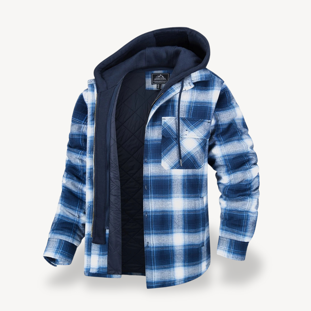 Men's Flannel Hooded Padded Jacket | Loravelle