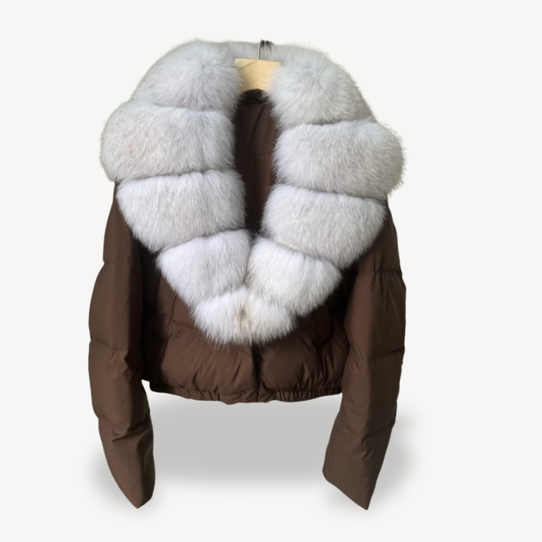 Winter Puffer Jacket with Faux Fur Collar for Women | Loravelle