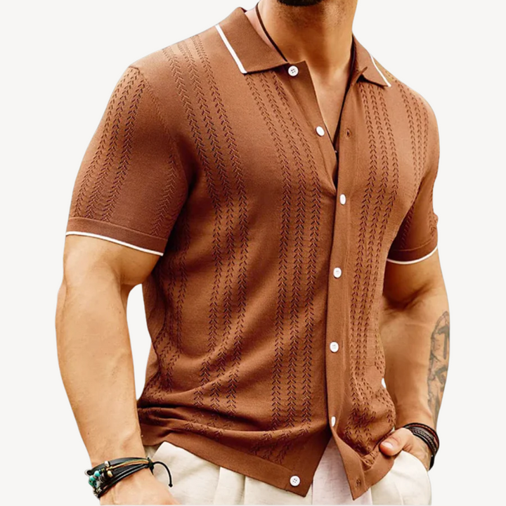 Men's Cable Knit Polo Shirt | Loravelle