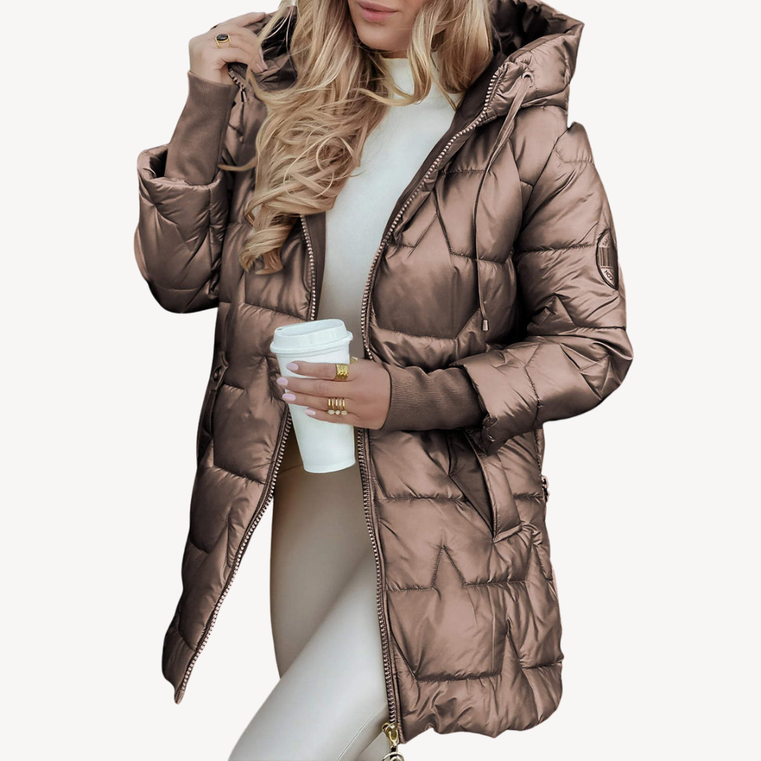 Women’s Hooded Mid-Length Puffer Coat | Loravelle