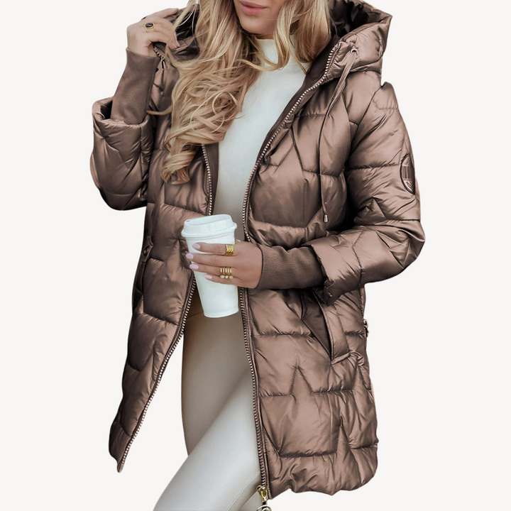 Women’s Hooded Mid-Length Puffer Coat | Loravelle