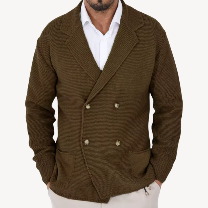 Double-Breasted Knit Cardigan for Men | Loravelle