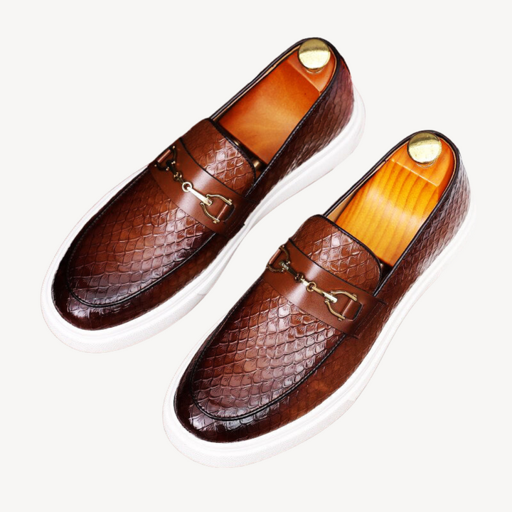 Men's Orthopedic Loafers with Crocodile Pattern | Loravelle