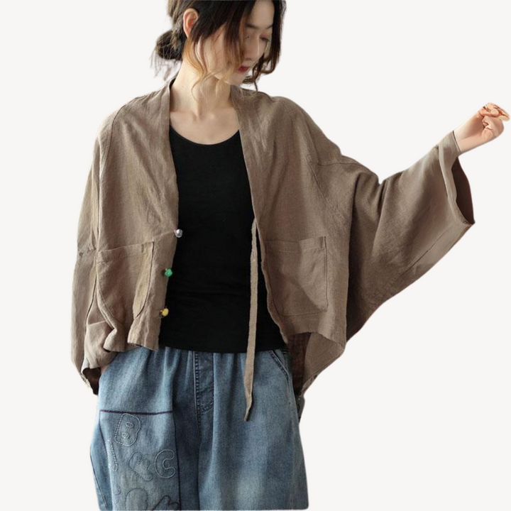 Women's Linen Blend Kimono Jacket Cardigan | Loravelle