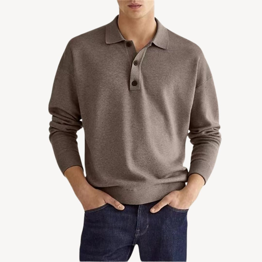 Men's Knit Polo Shirt Long Sleeve | Loravelle