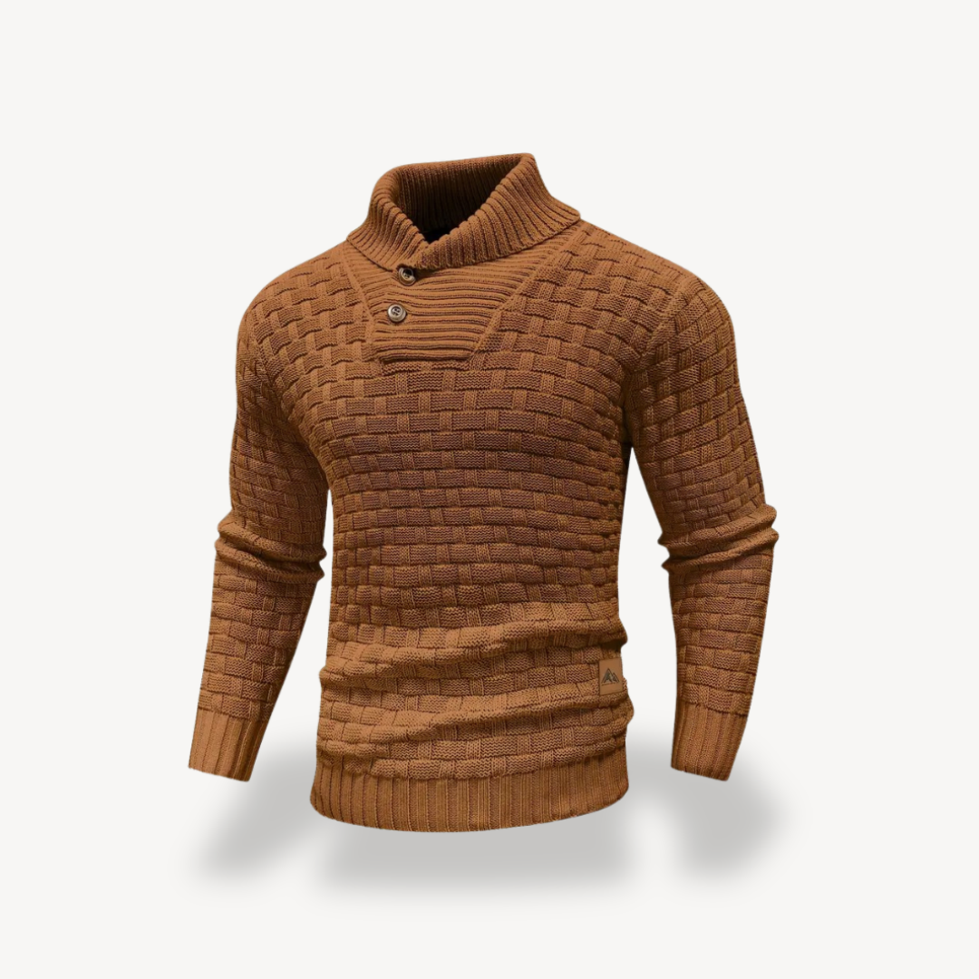 Men's Waffle Knit Polo Sweater | Loravelle