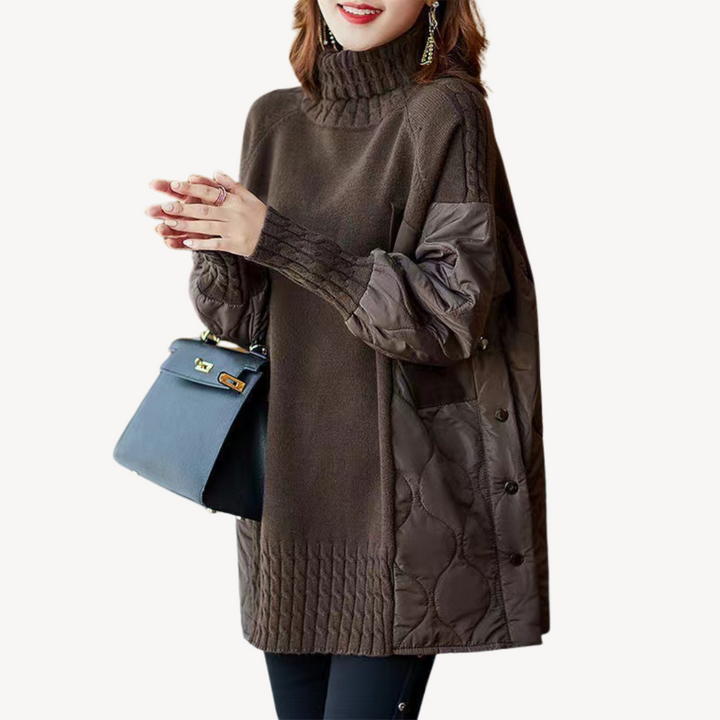 Women’s Knitted Quilted Turtleneck Pullover | Loravelle