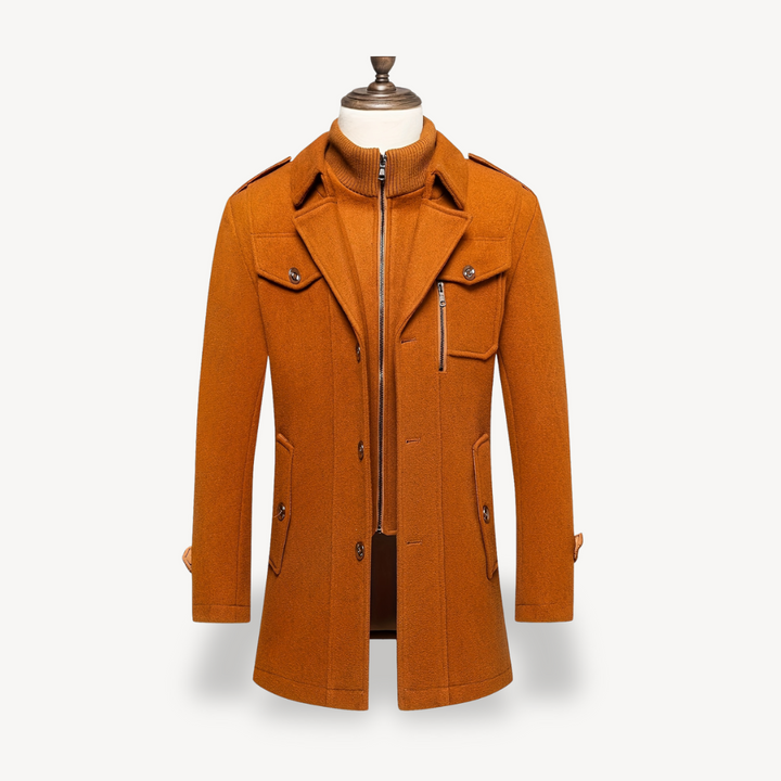 Men's Wool Blend Peacoat with Inner Bib | Loravelle