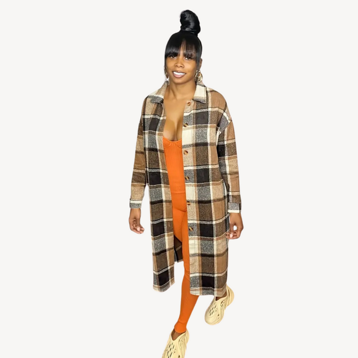 Plaid Button-Up Shirt Dress for Women | Loravelle
