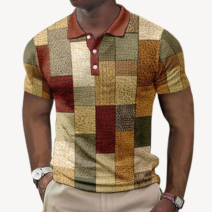 Men's Patchwork Print Polo Shirt Casual | Loravelle