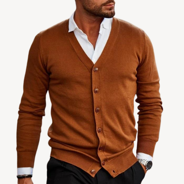 Men’s V-Neck Button-Down Cardigan | Loravelle