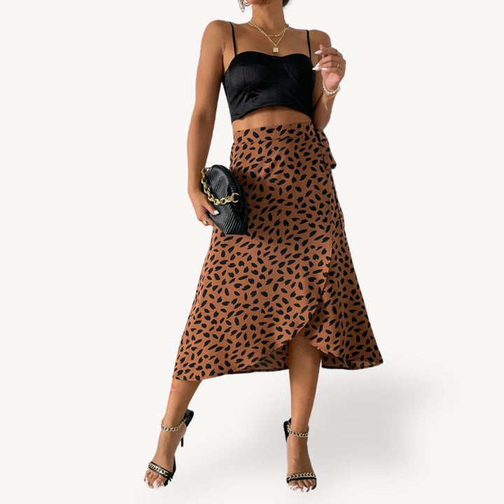 Women's Printed Chiffon Wrap Midi Skirt | Loravelle
