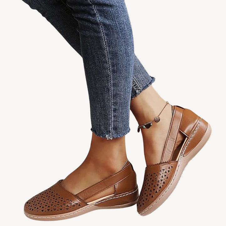 Leather Cutout Orthopedic Sandals Women | Loravelle