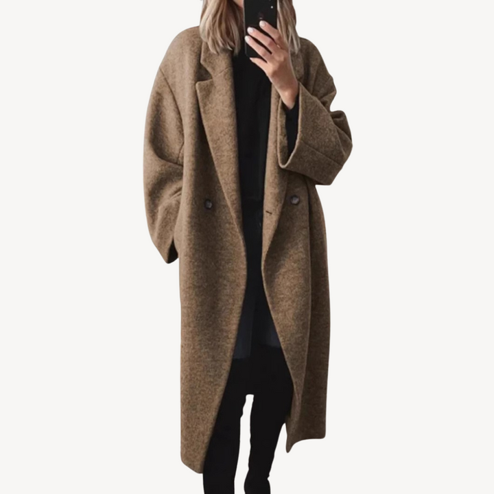Women’s Wool Blend Double-Breasted Coat | Loravelle
