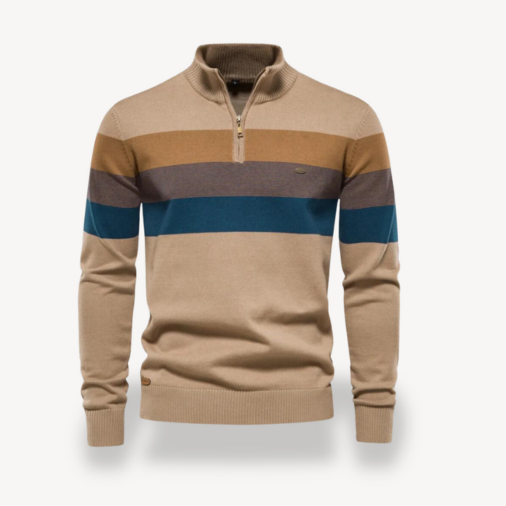 Men's Color Block Quarter Zip Sweater | Loravelle