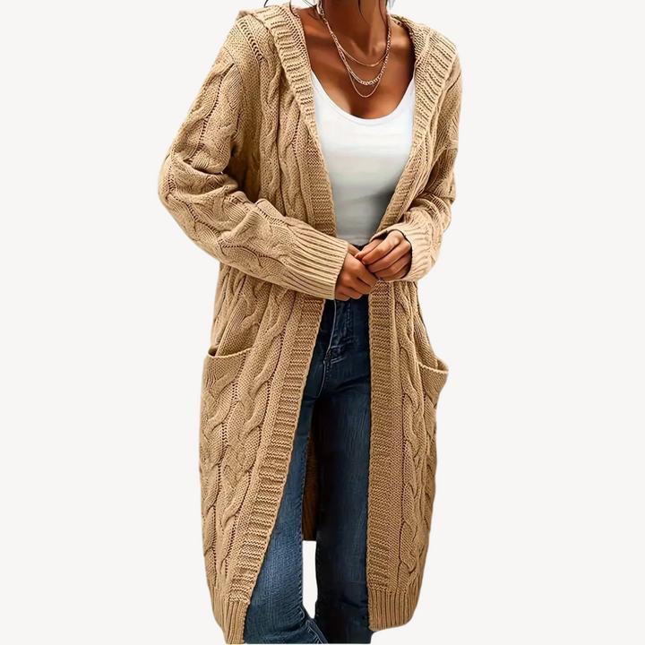 Cable Knit Hooded Cardigan | Loravelle
