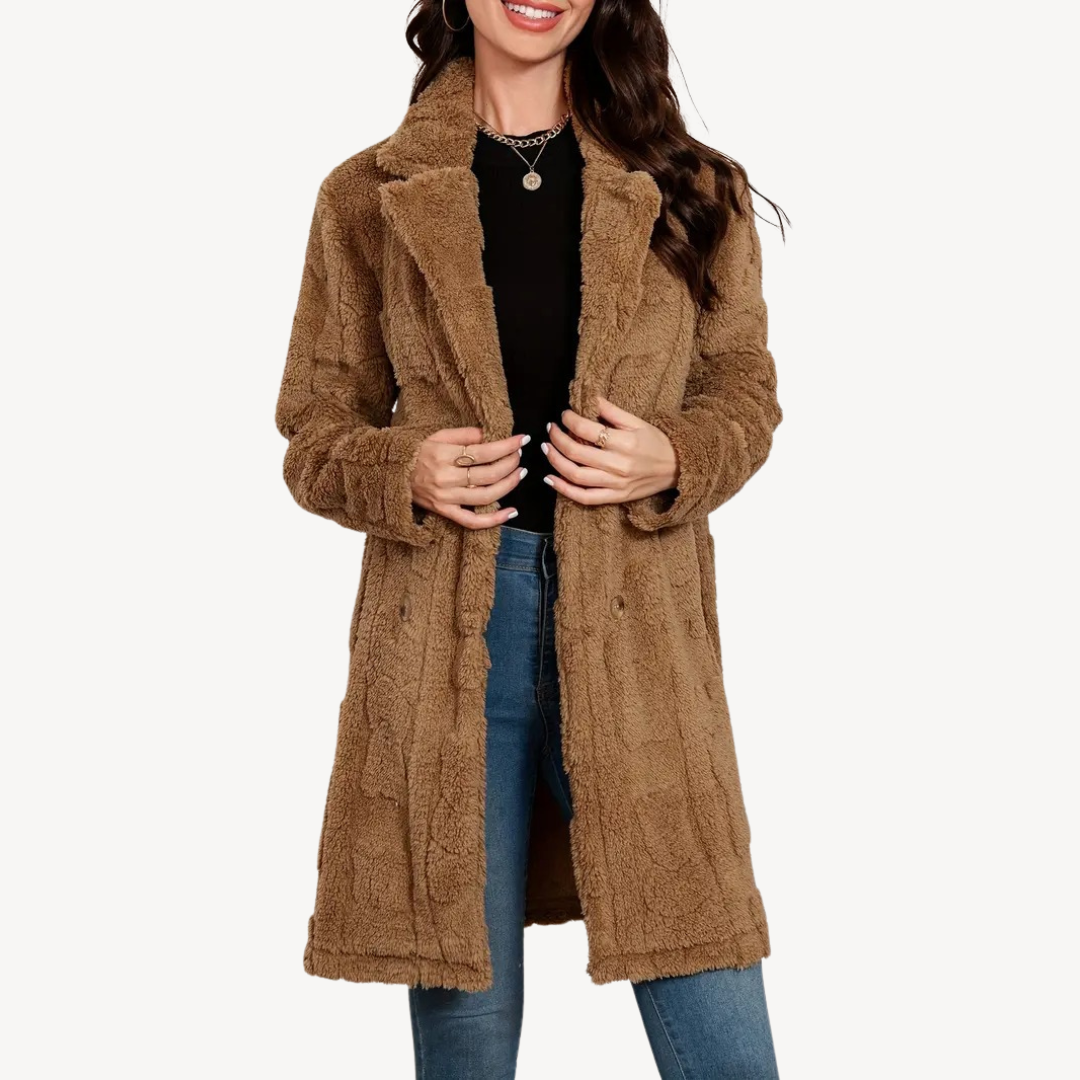 Women’s Double-Breasted Faux Fur Coat | Loravelle