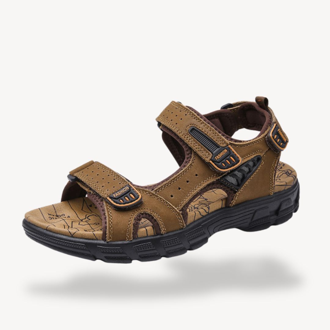 Leather Adjustable Strap Orthopedic Sandals Men | Loravelle