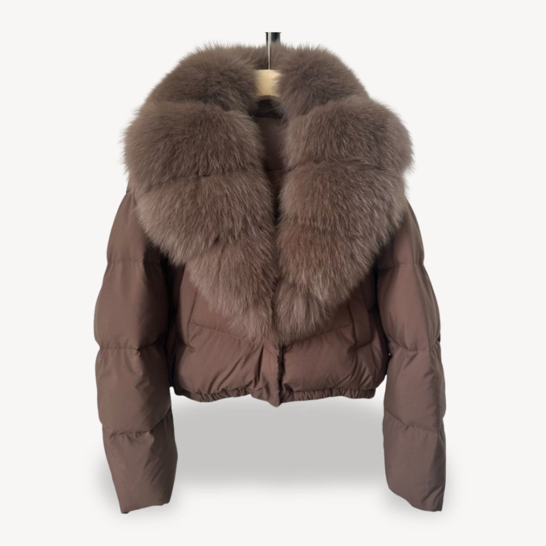 Winter Puffer Jacket with Faux Fur Collar for Women | Loravelle