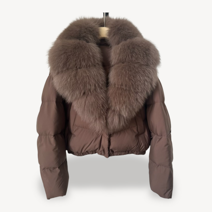 Winter Puffer Jacket with Faux Fur Collar for Women | Loravelle
