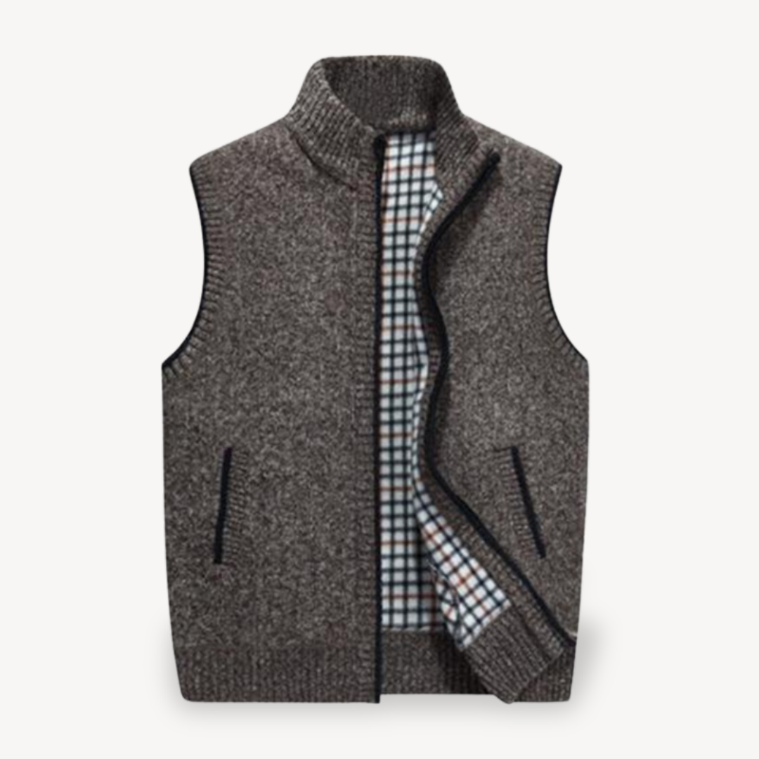 Men's Knit Vest with Checkered Lining | Loravelle