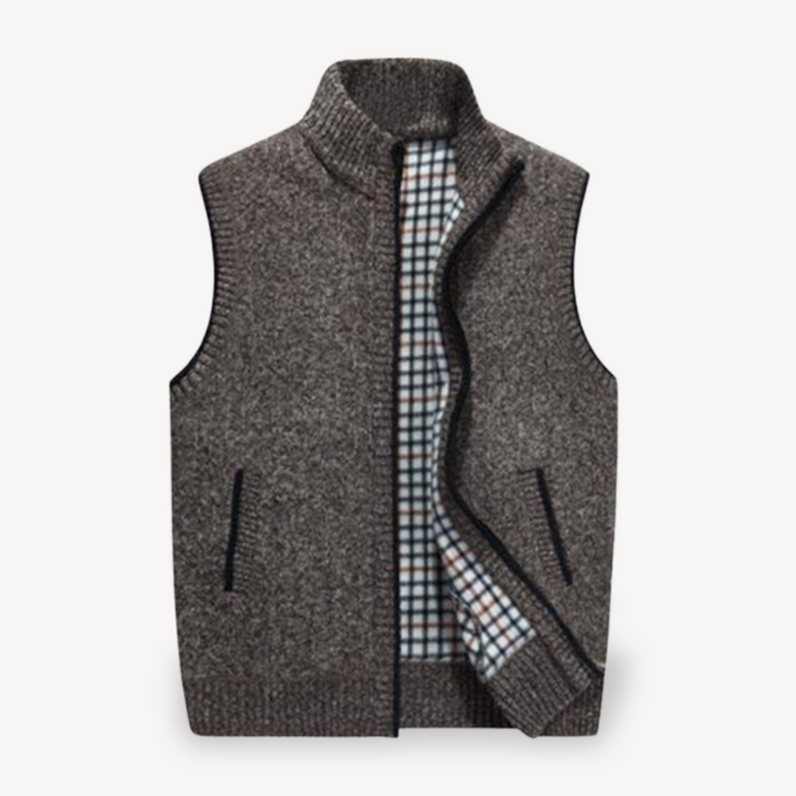 Men's Knit Vest with Checkered Lining | Loravelle