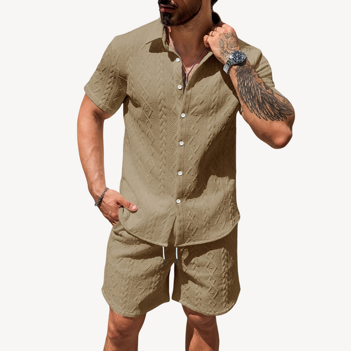 Men's Textured Knit Short Set | Loravelle